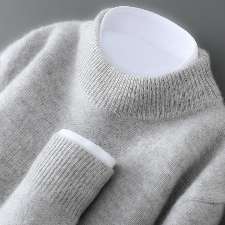 Men's Pullover, Stand-up Collar, 100% Wool, soft