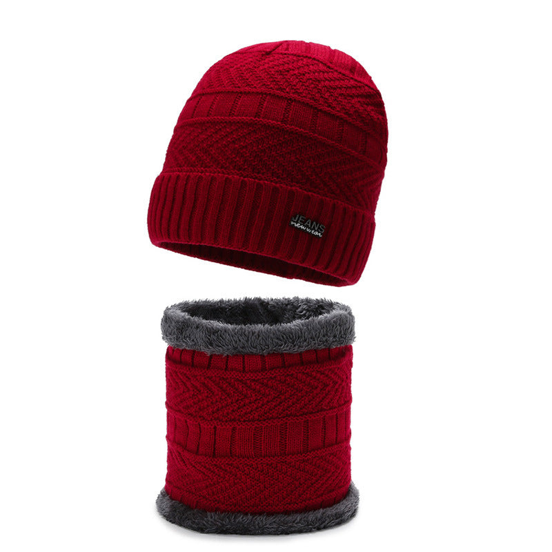 Winter knit cap with neck protection, 2-piece set