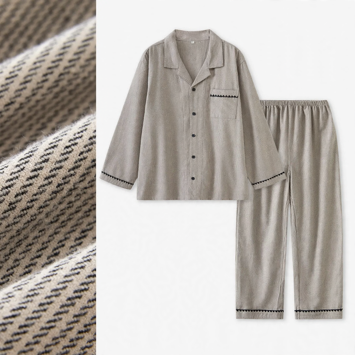 Men's house suit made of pure cotton, striped