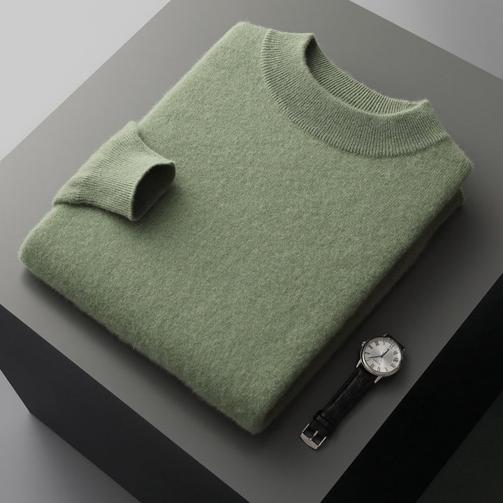 Men's cashmere sweater, standing collar, pure wool