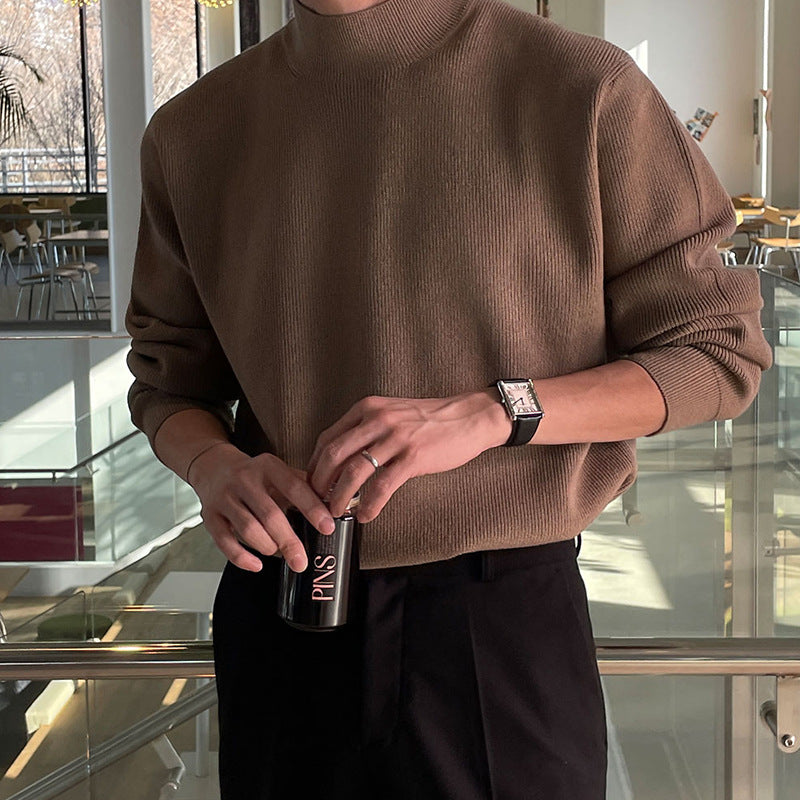 Men's retro-style knitted pullover, round neck