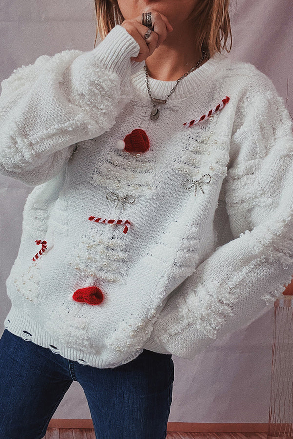 Mune | Christmas Pattern Knitted Round Neck Long Sleeve Sweater