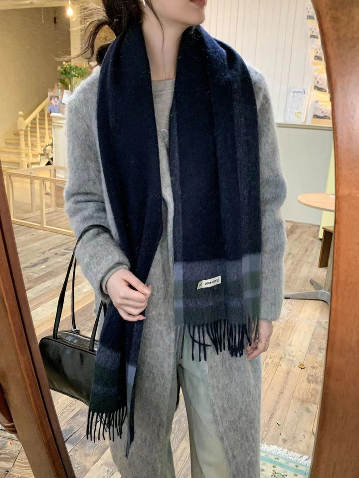 Wool scarf, 100% wool, checked, 30x180 cm