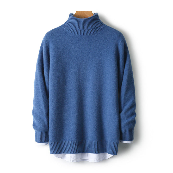 Men's wool sweater with turtleneck, 100% wool