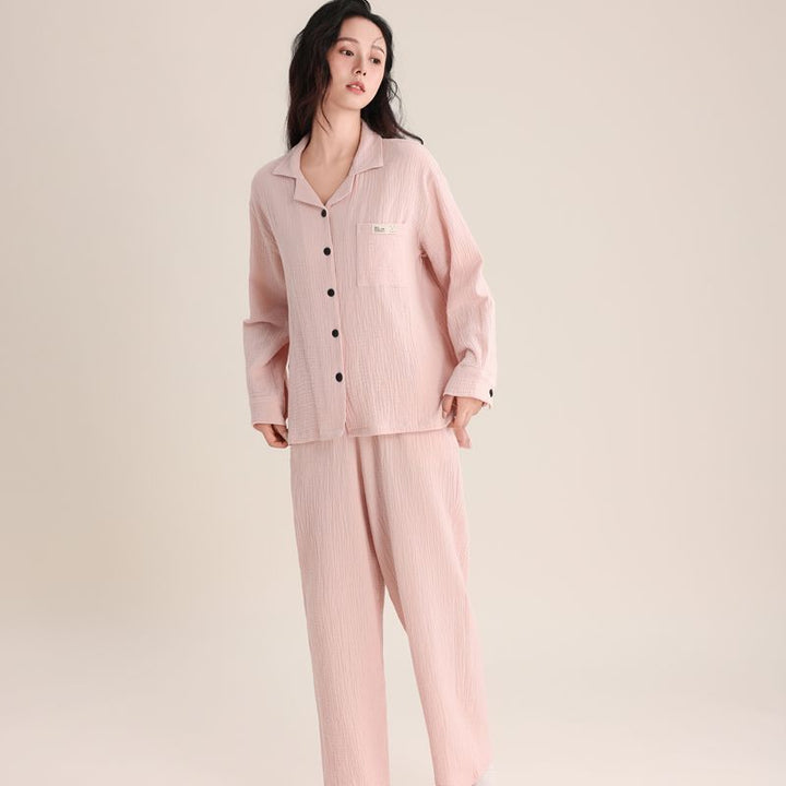 Cotton pajama set, round neck, for couples