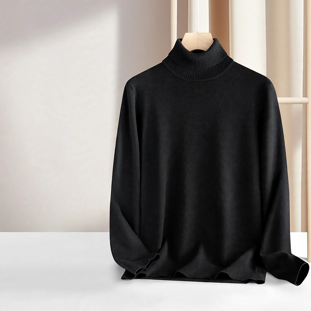 Men's turtleneck sweater made of wool and modal, warm