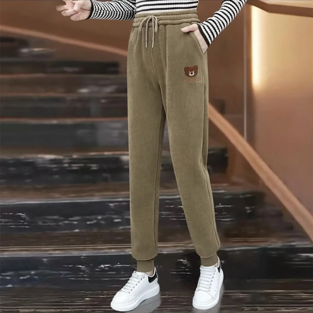Lined corduroy leisure pants for women