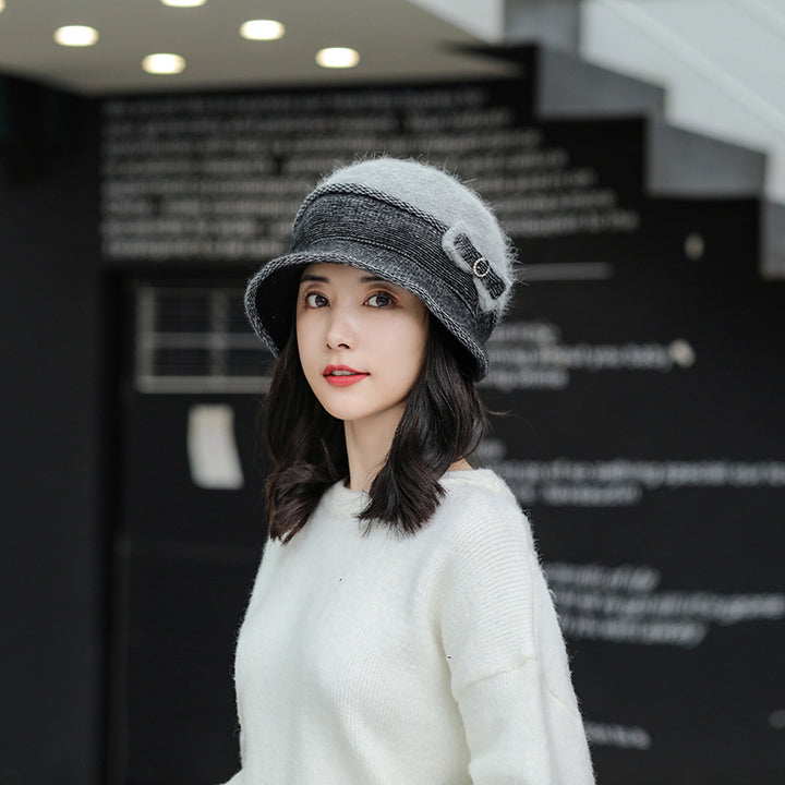 Winter knitted hat with scarf, lined