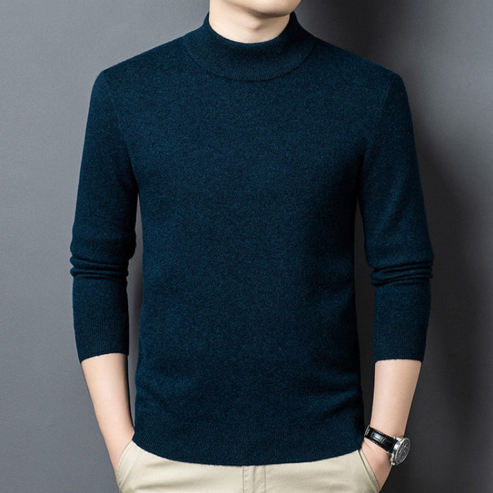 Fine-knit sweater with standing collar