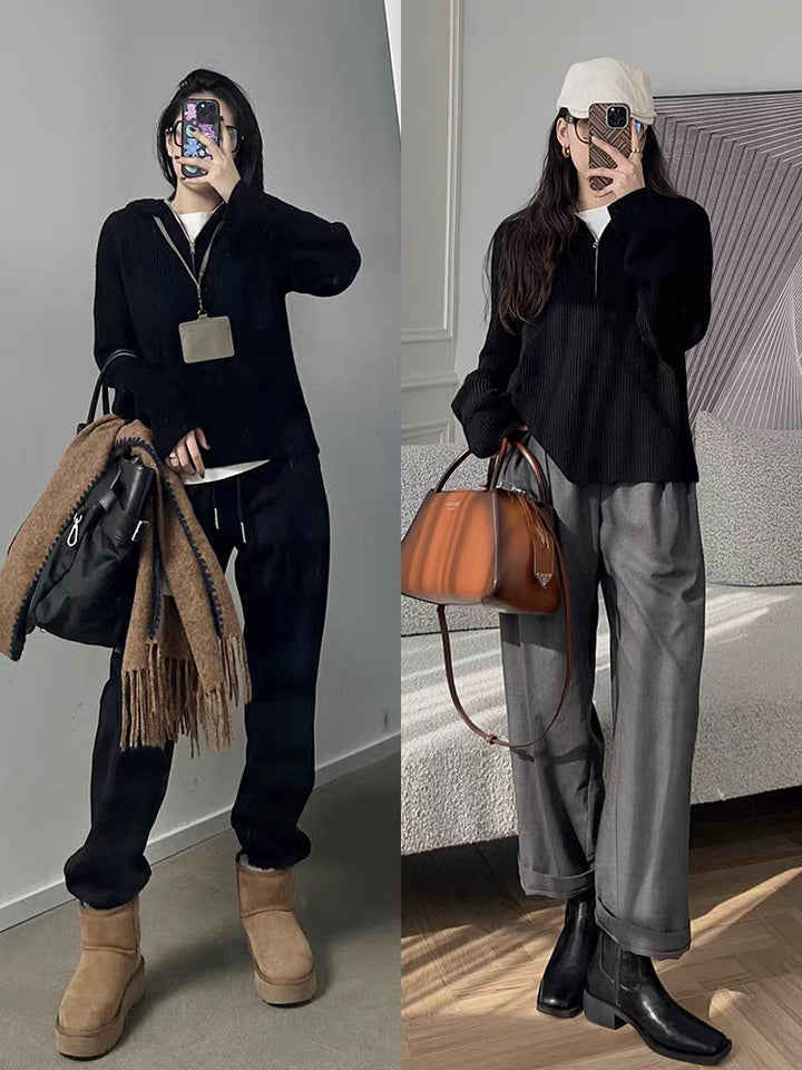 Women's zip-up hoodie, knit