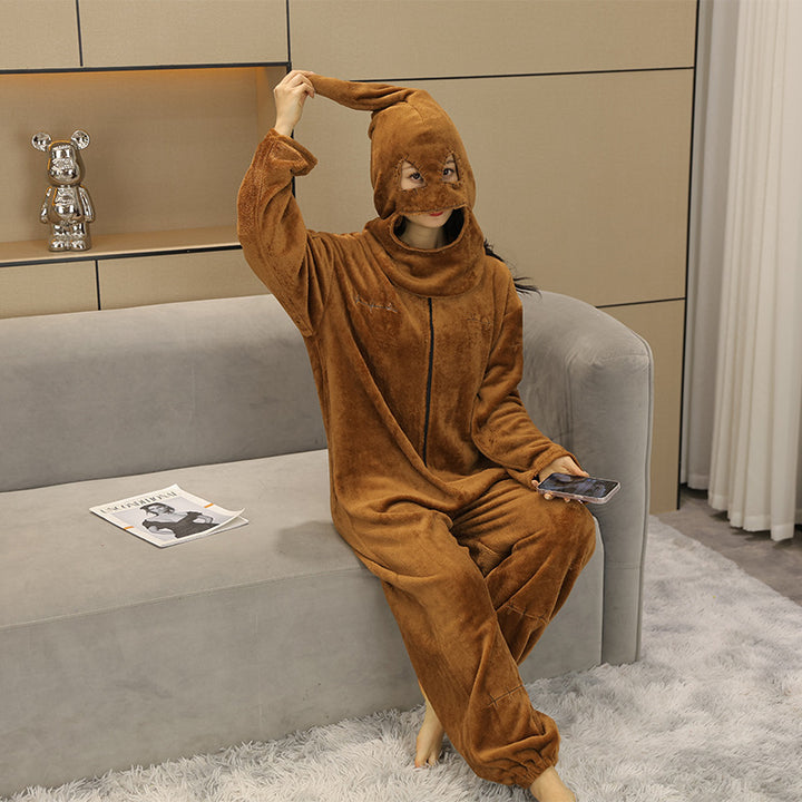 Funny one-piece pajama in brown
