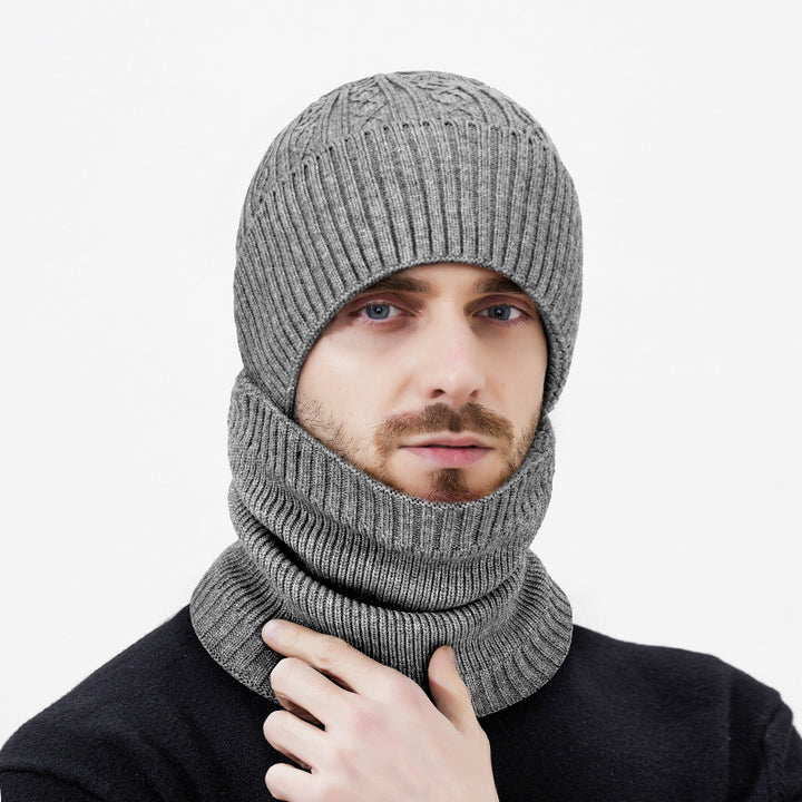 Knit hat and neck warmer set, One size