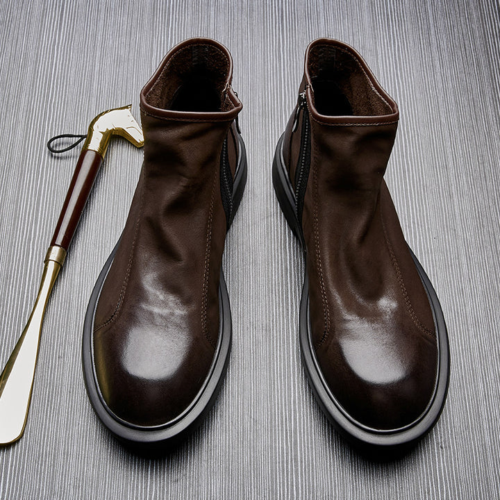 Men's Chelsea boots made of cowhide leather, flat heel