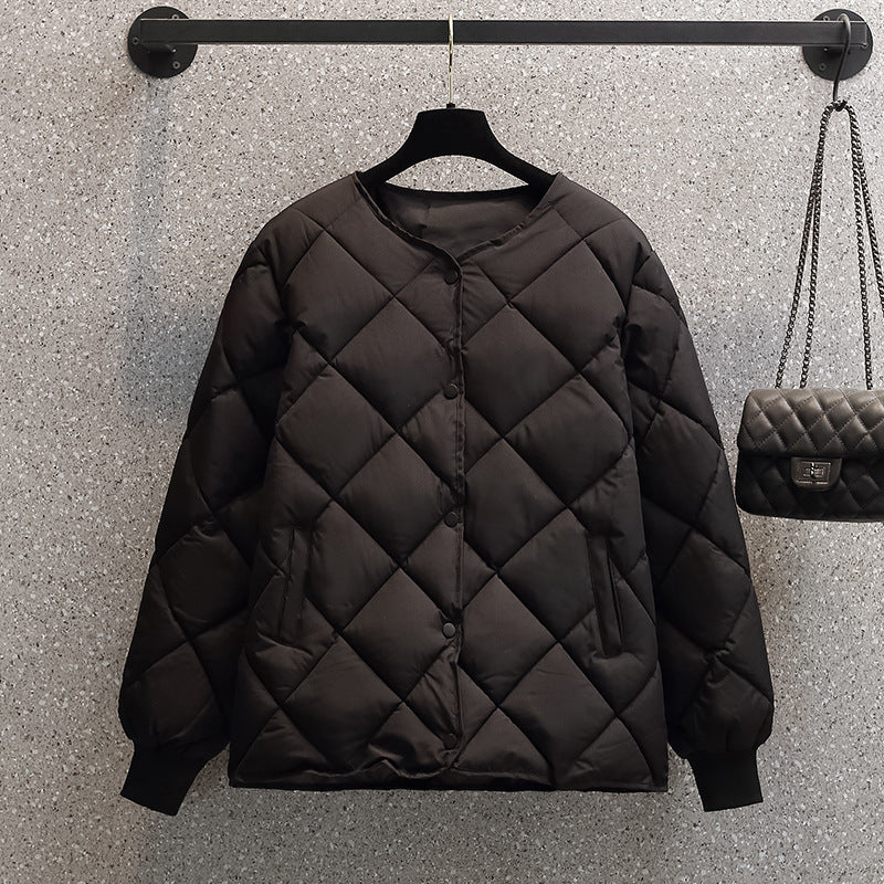 Women's quilted jacket, short, diamond pattern