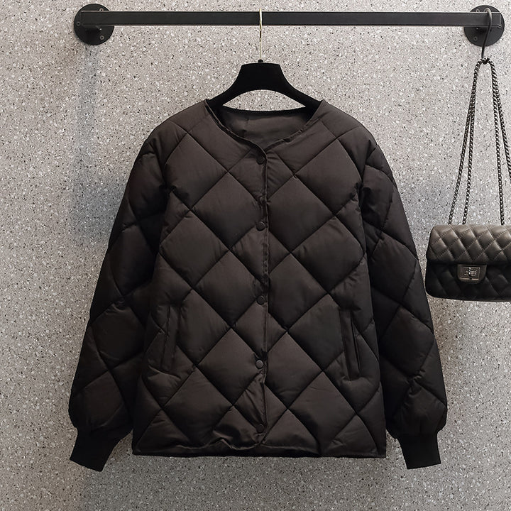 Women's quilted jacket, short, diamond pattern