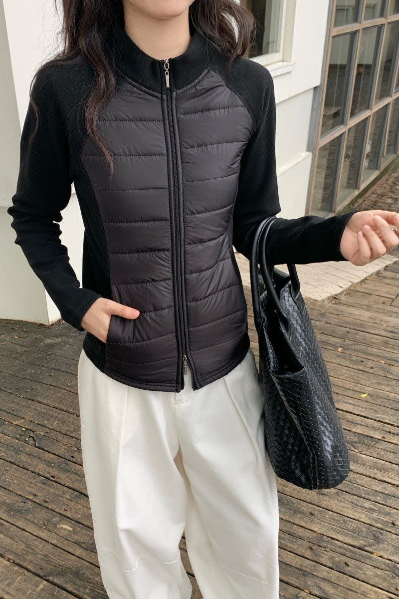 Lightweight, fitted women's sports jacket with stand-up collar