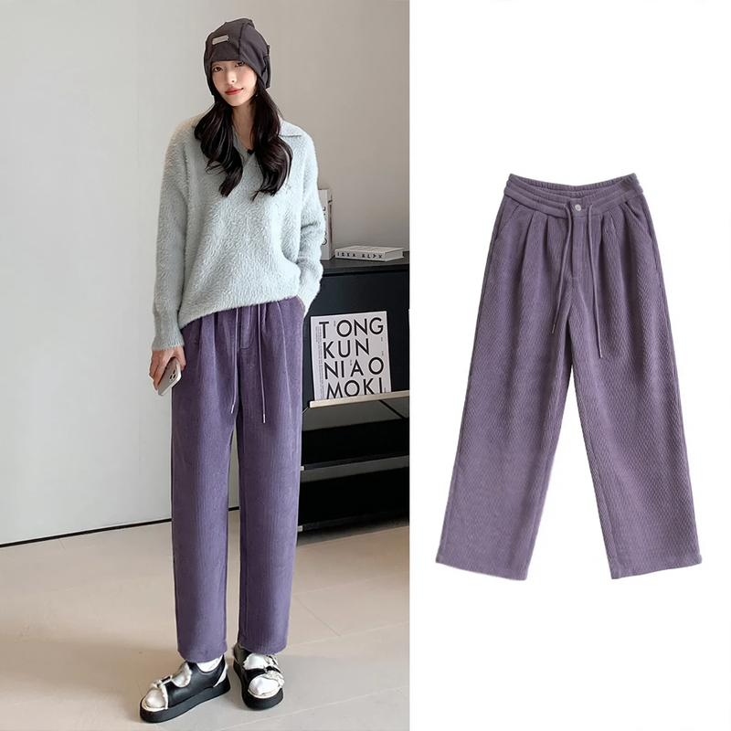 Women's cord pants, harem cut, 9/10 length