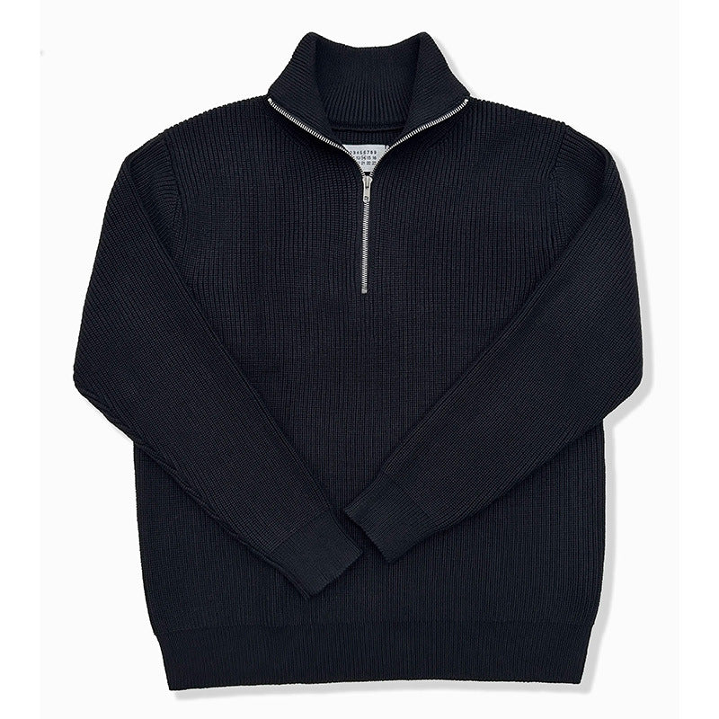 Unisex Knit Sweater, Half-Zip, Wool Blend