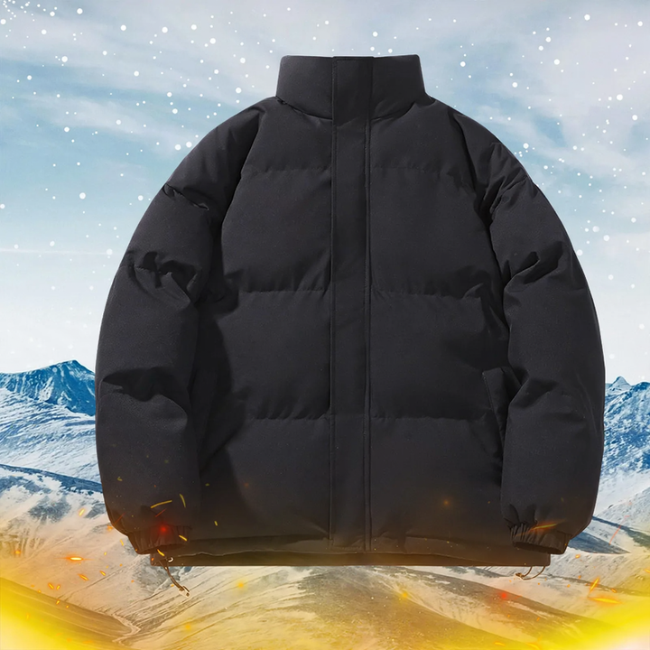 Men's quilted jacket, reversible, stand-up collar, loose fit