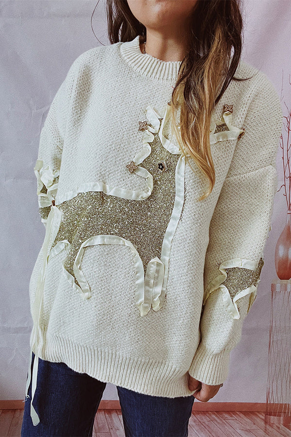 Mune | Christmas Pattern Knitted Round Neck Long Sleeve Sweater