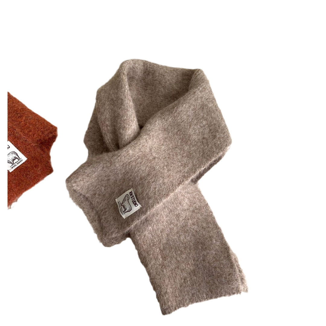 Short knit scarf with slit, alpaca wool blend