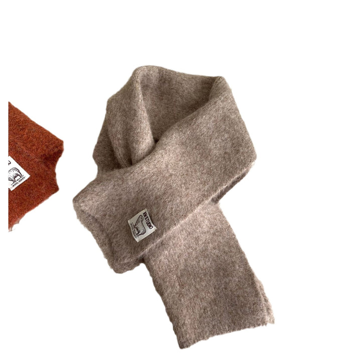 Short knit scarf with slit, alpaca wool blend