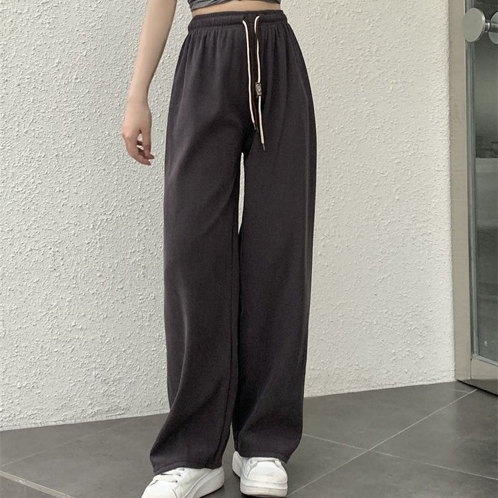 Cord Wide Pants with Drawstring and High Waist
