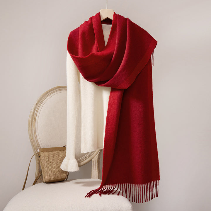 Wool scarf with fringes, 35x190cm
