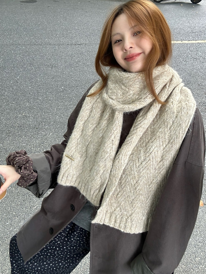 High-quality alpaca wool knitted scarf, 24x165 cm