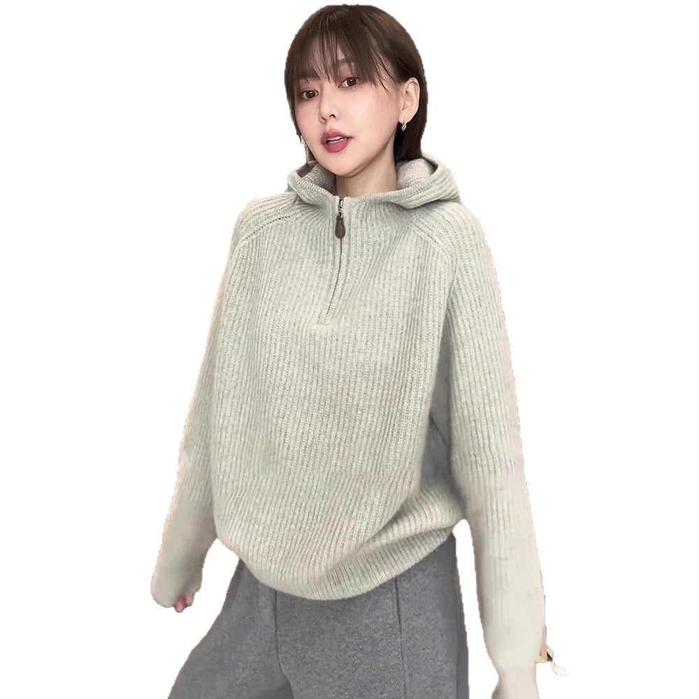 Women's zip-up hoodie, knit