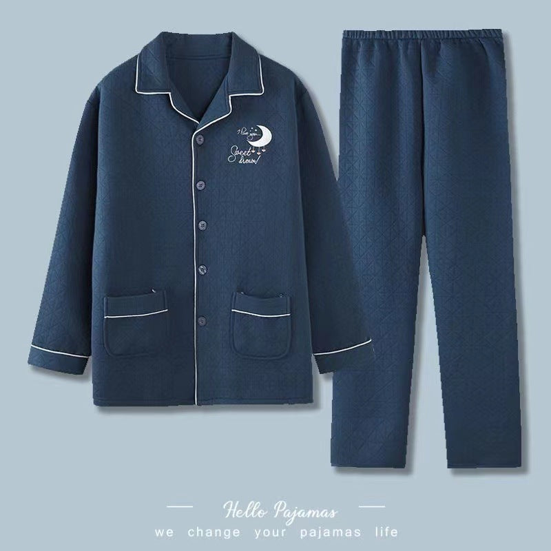 Men's pajamas, 3-layer, cotton, quilted