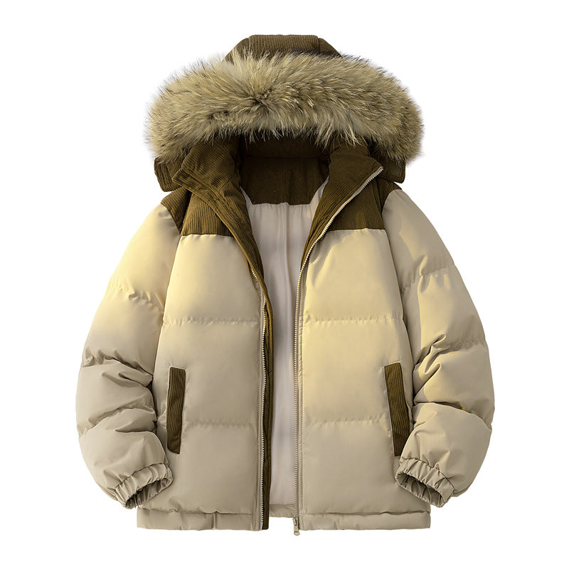 Padded unisex quilted jacket with stand-up collar