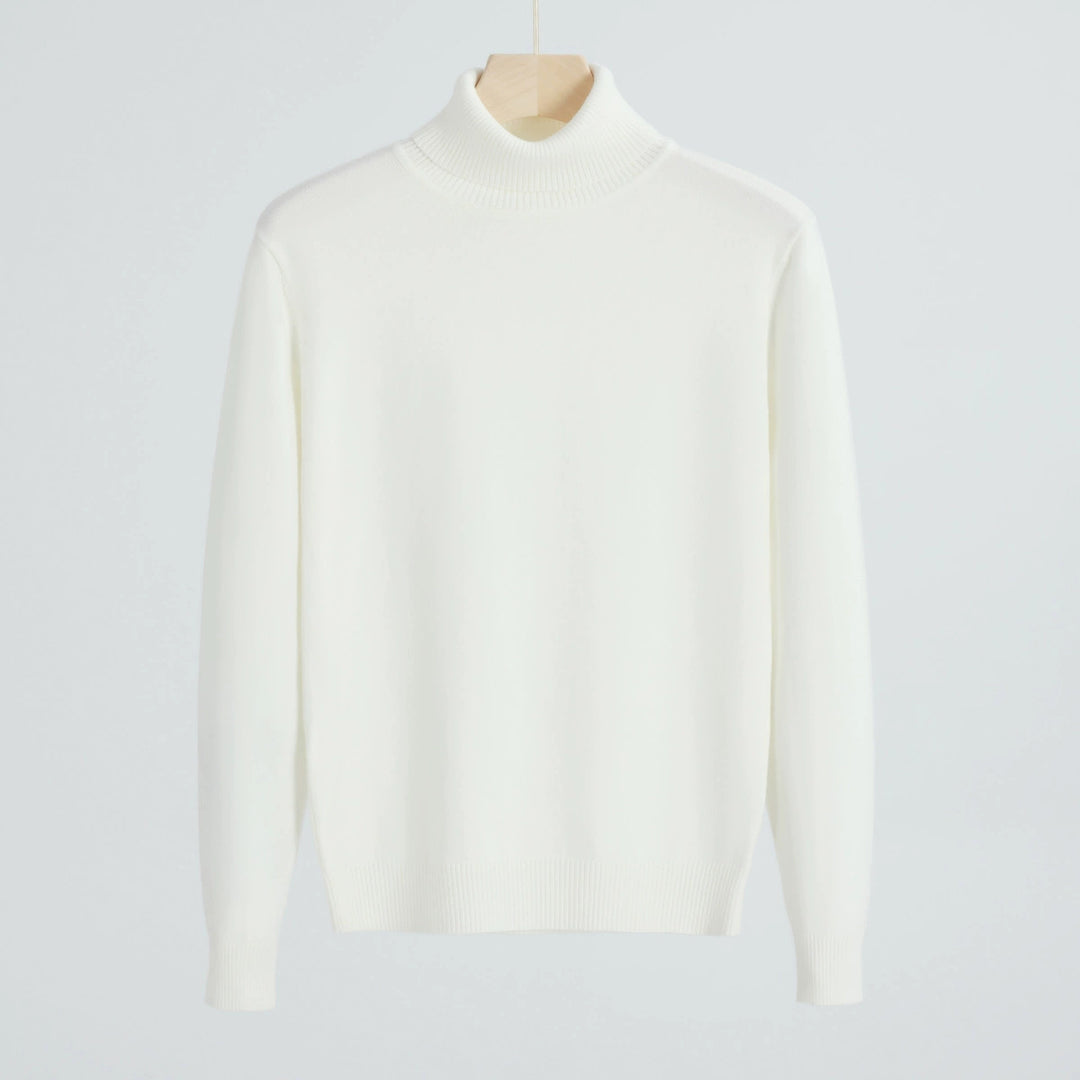 Men's knit sweater with turtleneck, warm
