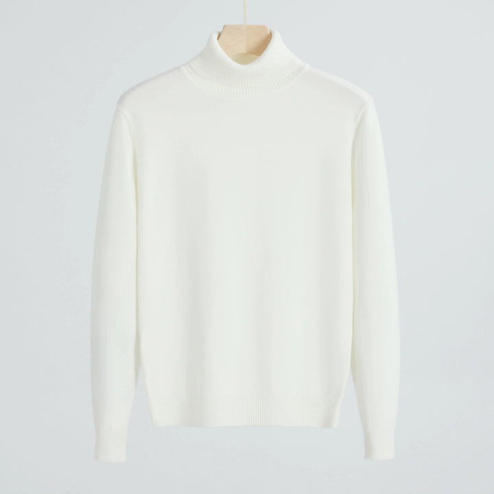 Men's knit sweater with turtleneck, warm