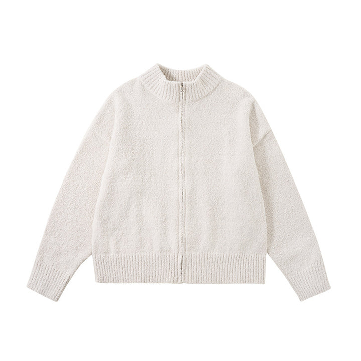 Men's cardigan with stand-up collar