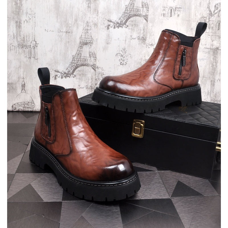 Men's Chelsea boots, lined, leather, for winter