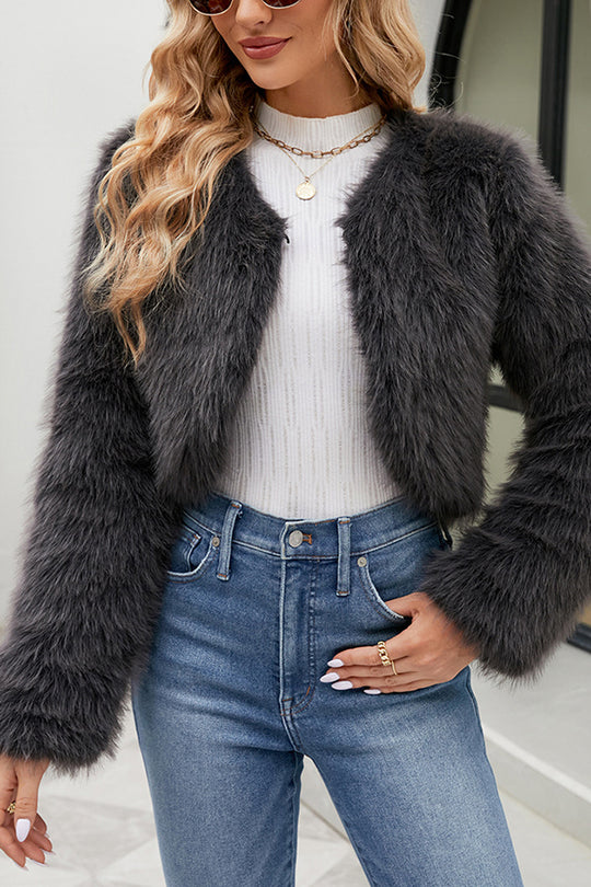 Mune | Long Sleeve Short Casual Faux Fur Jacket
