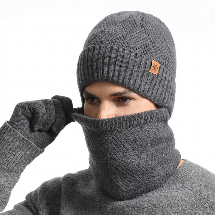 Winter Set: Knitted hat, scarf, and gloves