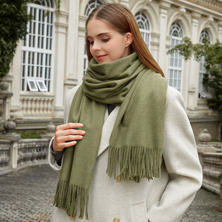 Solid color wool scarf, wearable as a scarf or stole