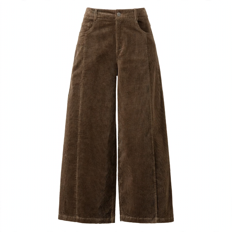 Cord pants in cocoon shape, 7/8 length