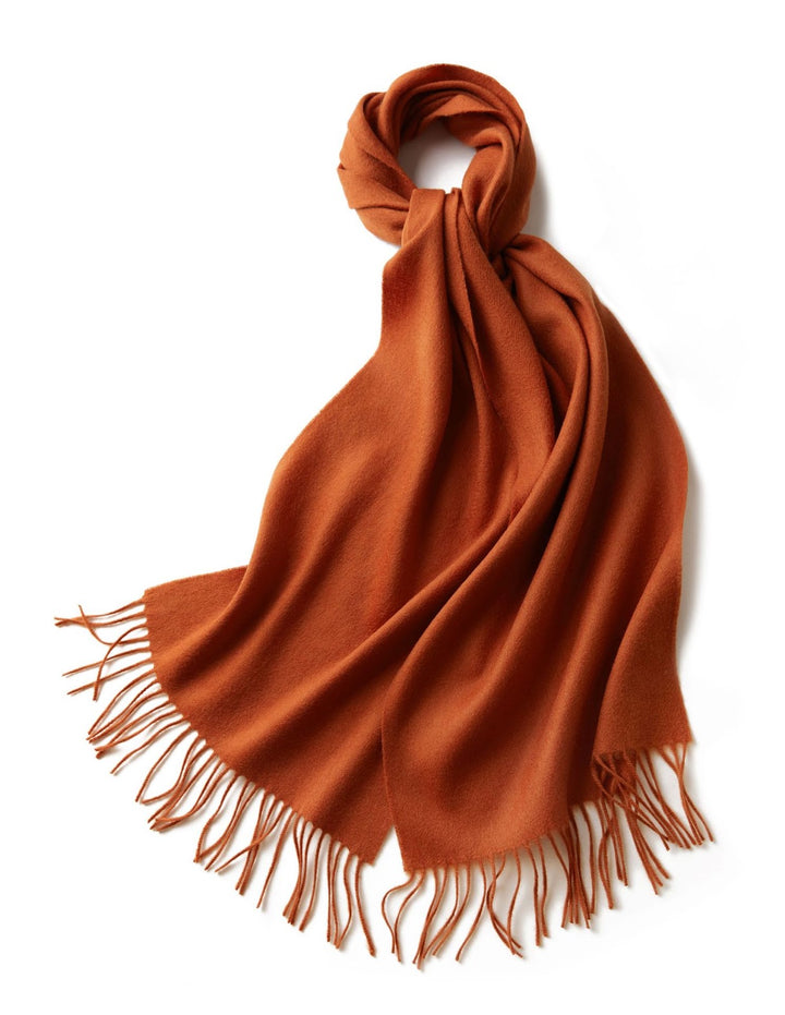 Solid colored wool scarf with fringes, 32x180cm