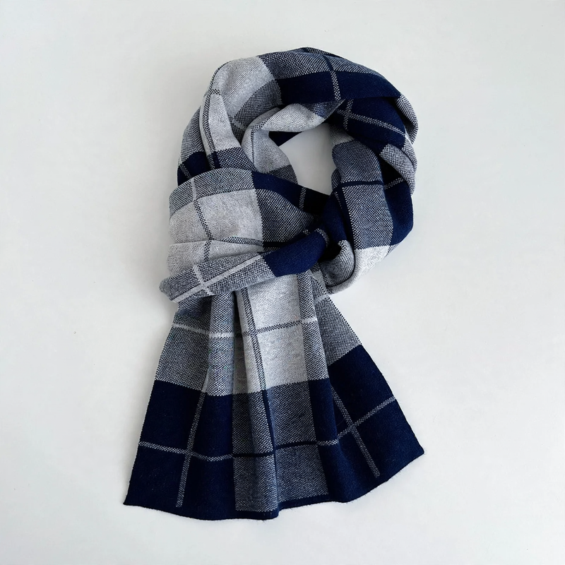 Men's wool scarf, checked, 180 cm