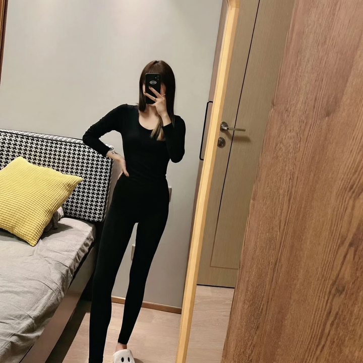 Ladies thermal underwear set, warming, shaping, round neck