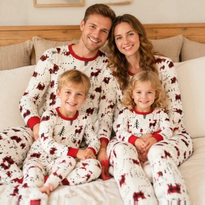 Family pajamas sets in festive design