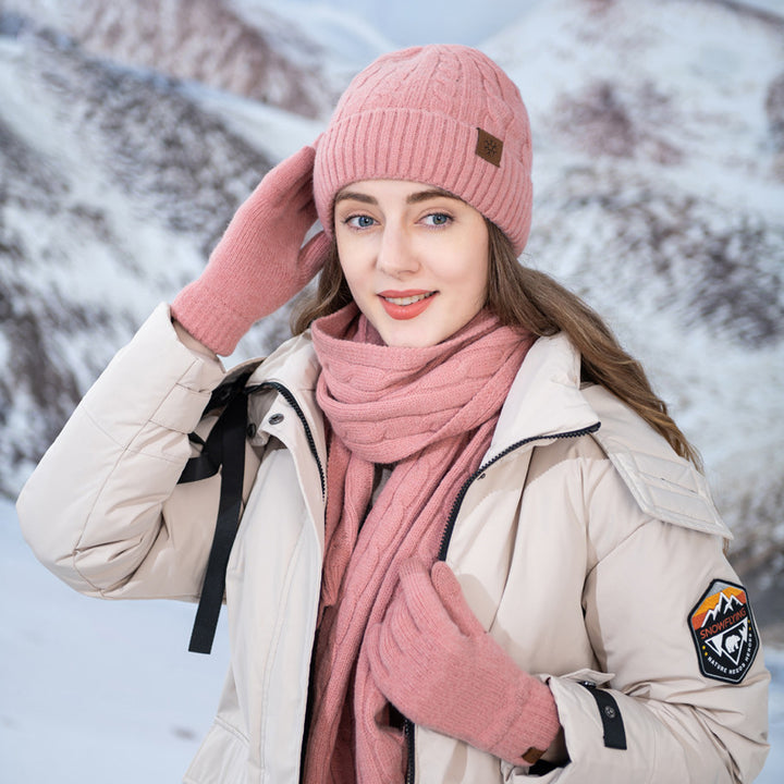 Knit set with hat, scarf and gloves