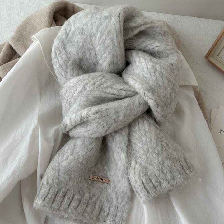 Solid color alpaca wool blend knit scarf, 22x162 cm