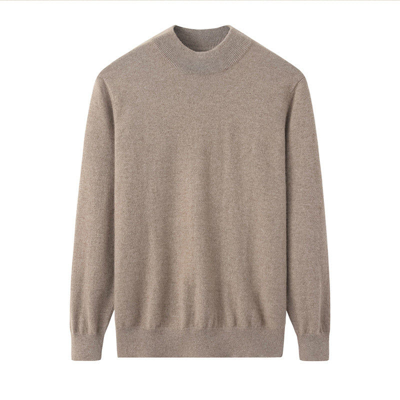 Men's cashmere sweater, stand-up collar, loose fit