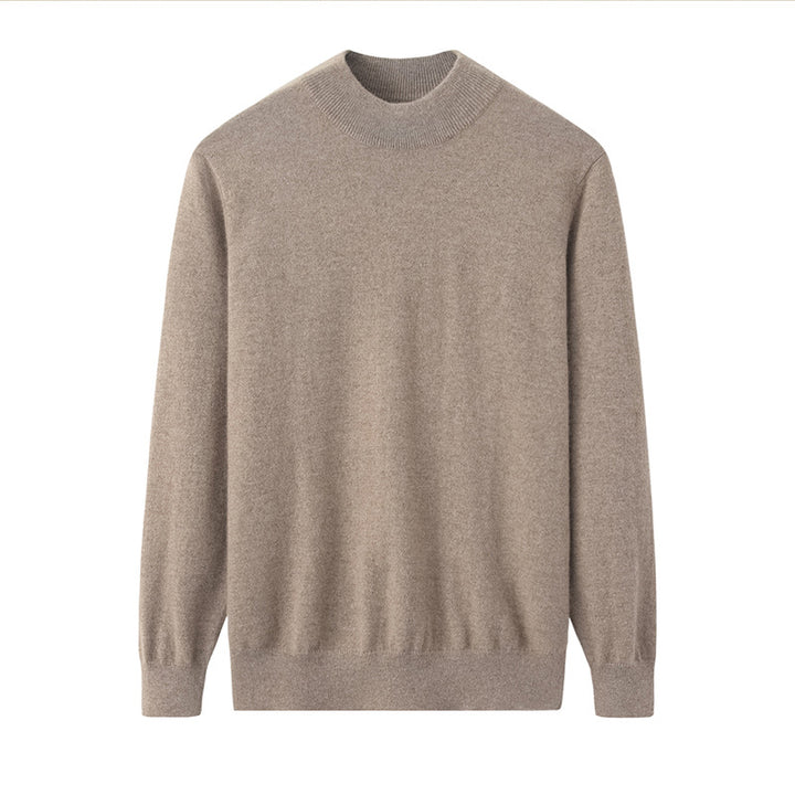 Men's cashmere sweater, stand-up collar, loose fit
