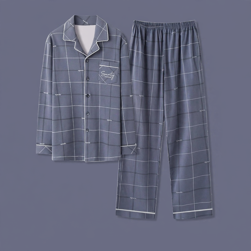 Men's pajamas made of pure cotton, loose fit