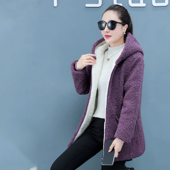 Locker Cardigan-Coat with teddy fleece, medium length